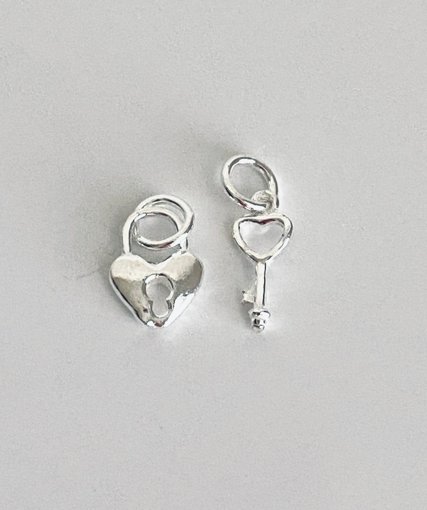 925 Sterling Silver Key & Lock Charm (2 pcs set)