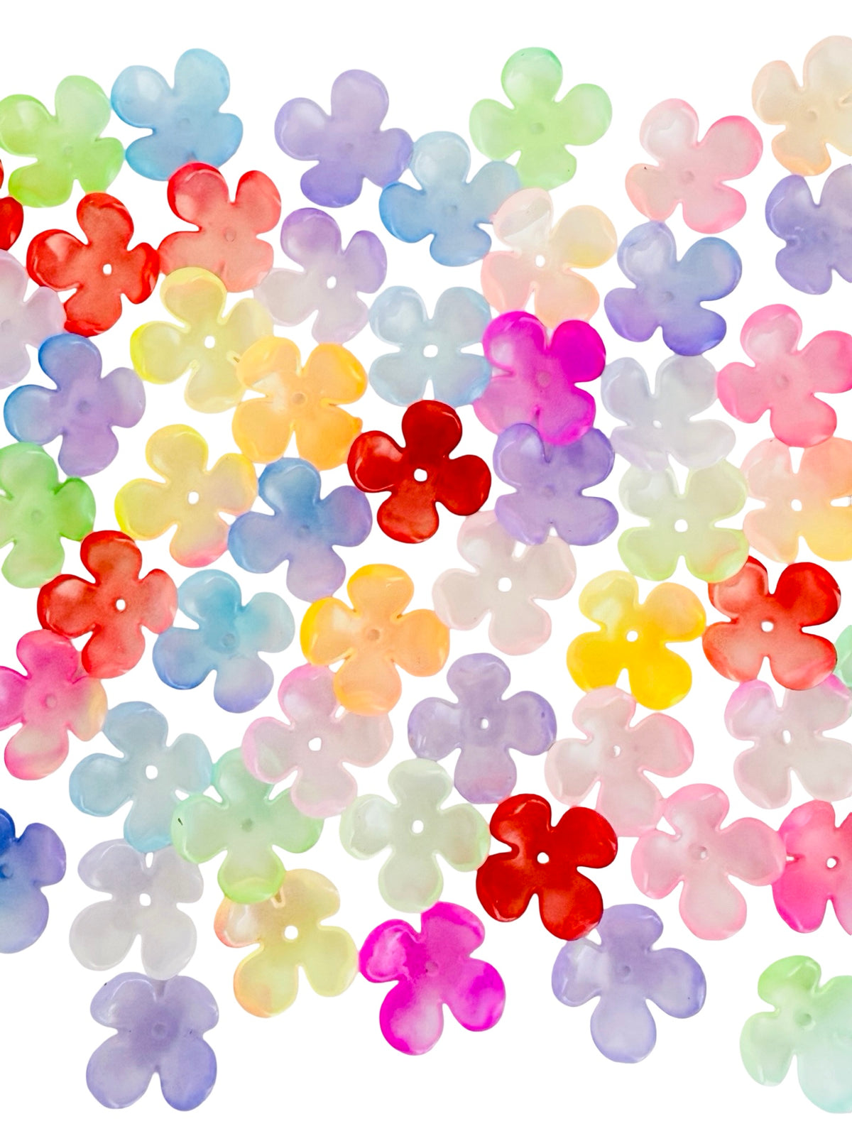 14mm Acrylic Hydrangea Flower Petal Beads • 4-Petal • Transparent Purple, Pink or Random Mix Colors