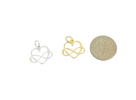 Eternity Heart Charm • Sterling Silver • Gold over Silver • Sold Individually