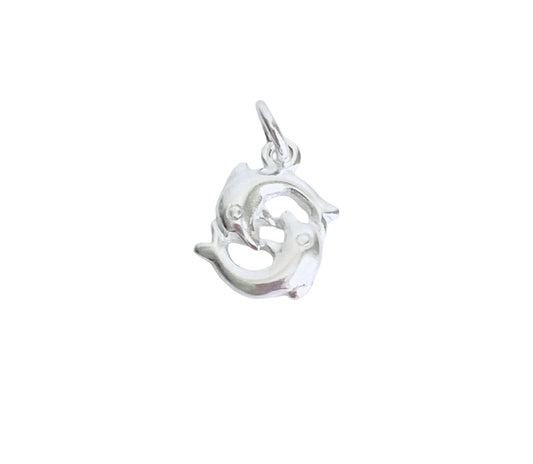 Sterling Silver Double Dolphin Charm • Sold Individually