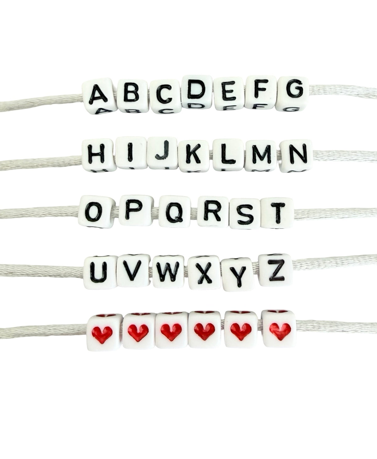 6mm Acrylic Alphabet Letter Beads • A-Z 26-Piece Set • 4-Sided Beads with 4mm Hole