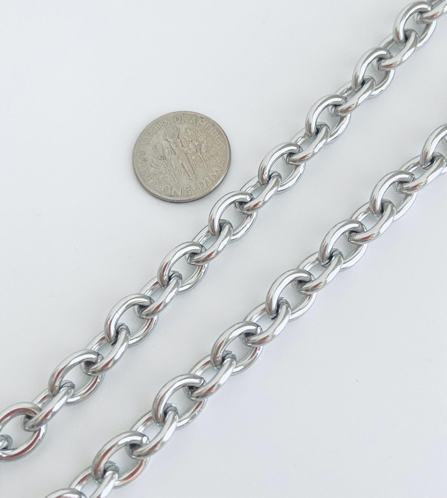8x10mm Chunky Stainless Steel Oval Chain