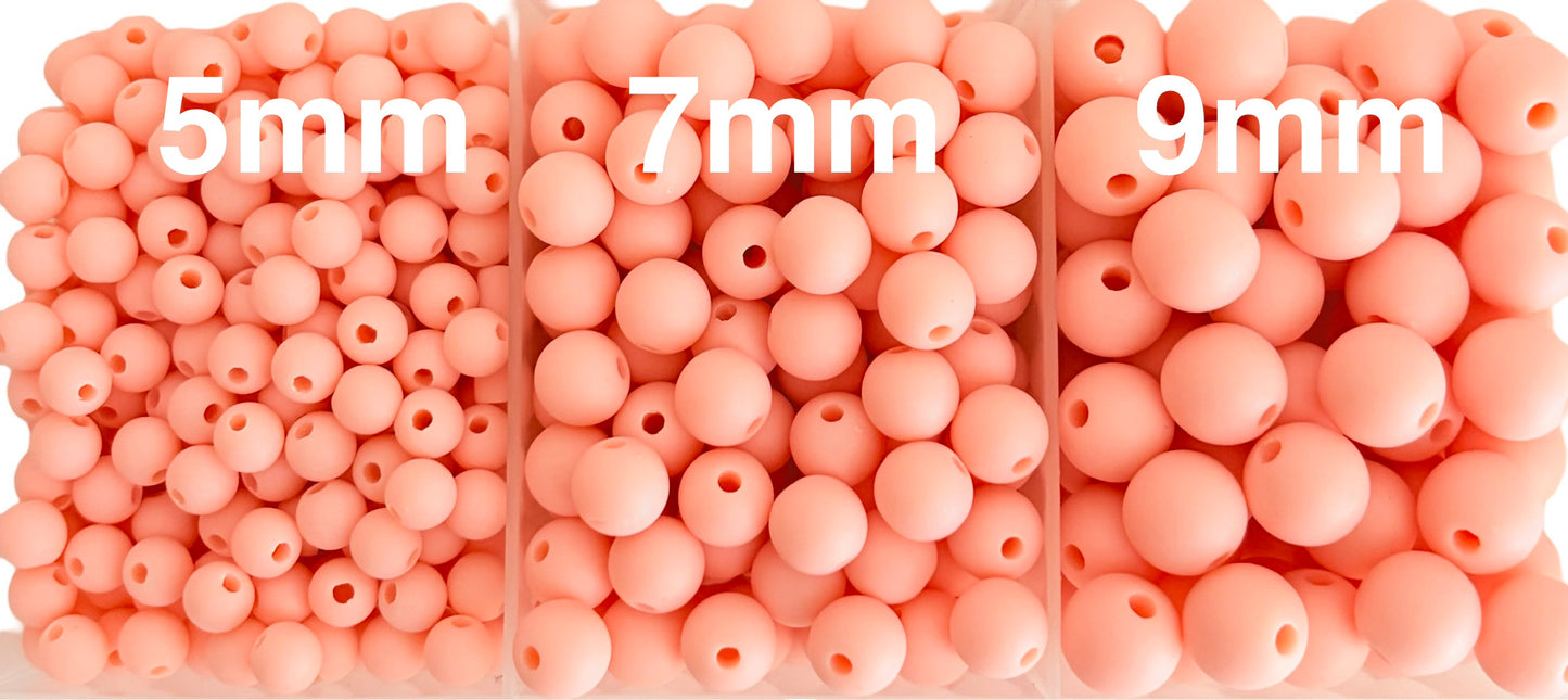 Matte Finish Round Peach Pink Beads • 5mm, 7mm, and 9mm Acrylic Craft Beads for Jewelry Making & DIY Crafts