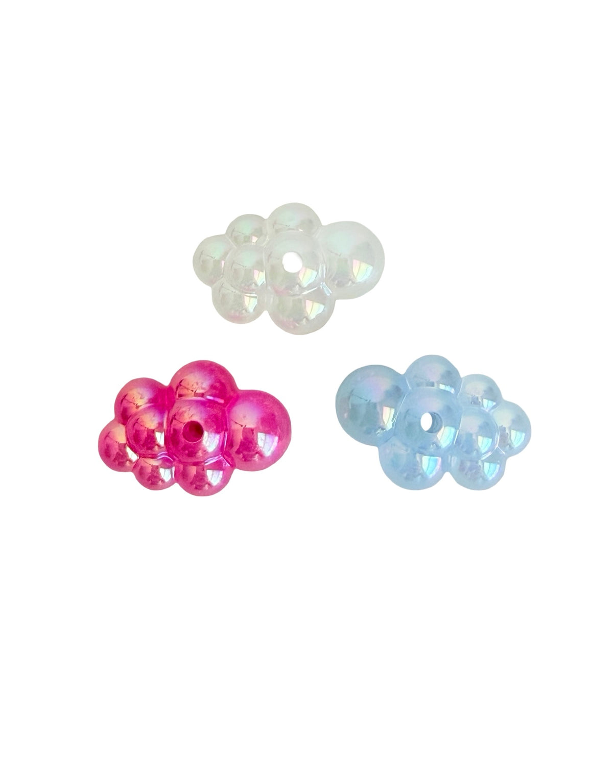 Large Acrylic Cloud Beads • White, Fuchsia & Blue AB Cloud Beads • Jewelry Making