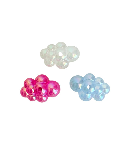Large Acrylic Cloud Beads • White, Fuchsia & Blue AB Cloud Beads • Jewelry Making