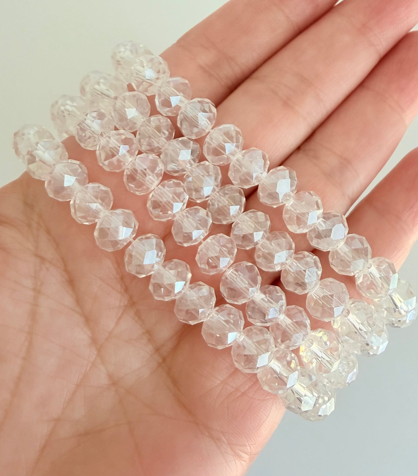 8mm Faceted Rondell Glass Crystal Beads