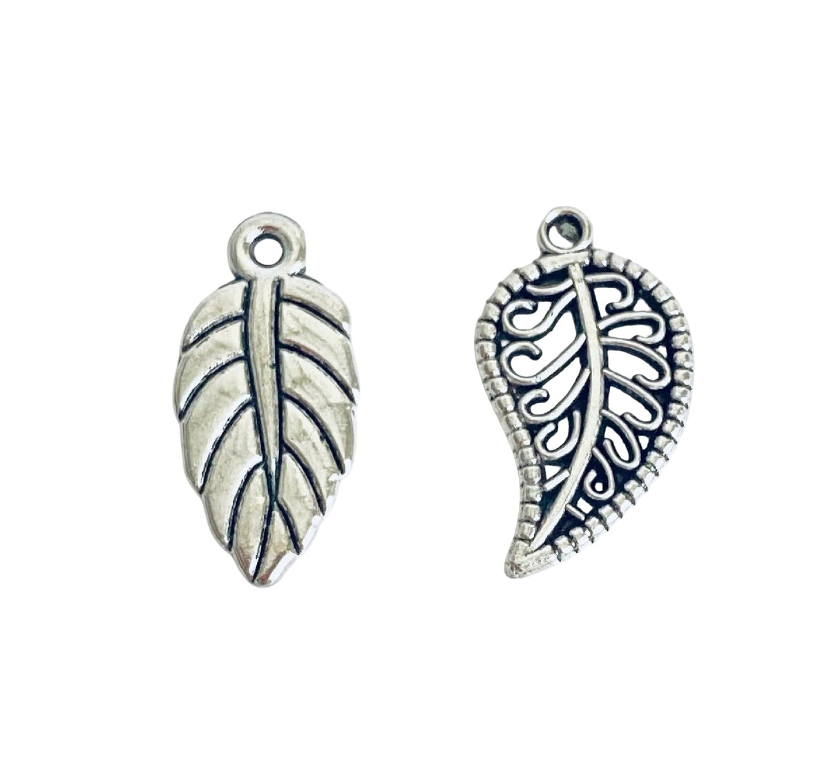 Base Metal Small Leaf Charms (Solid Leaf • Filigree Leaf)