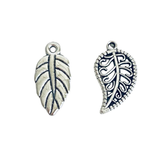 Base Metal Small Leaf Charms (Solid Leaf • Filigree Leaf)