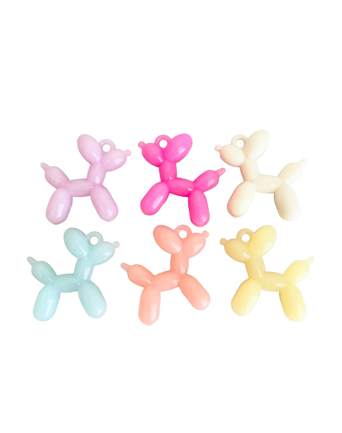 Large Acrylic Balloon Dog Charms • Random Mix of Translucent Pastel Colors • Dog Charms for Jewelry Making