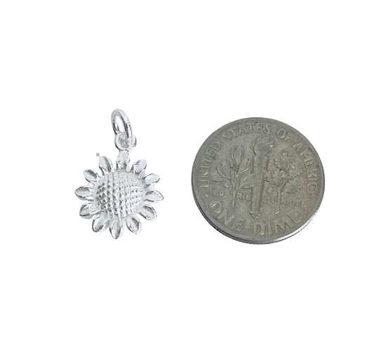 Sterling Silver Sunflower Charm • Sold Individually