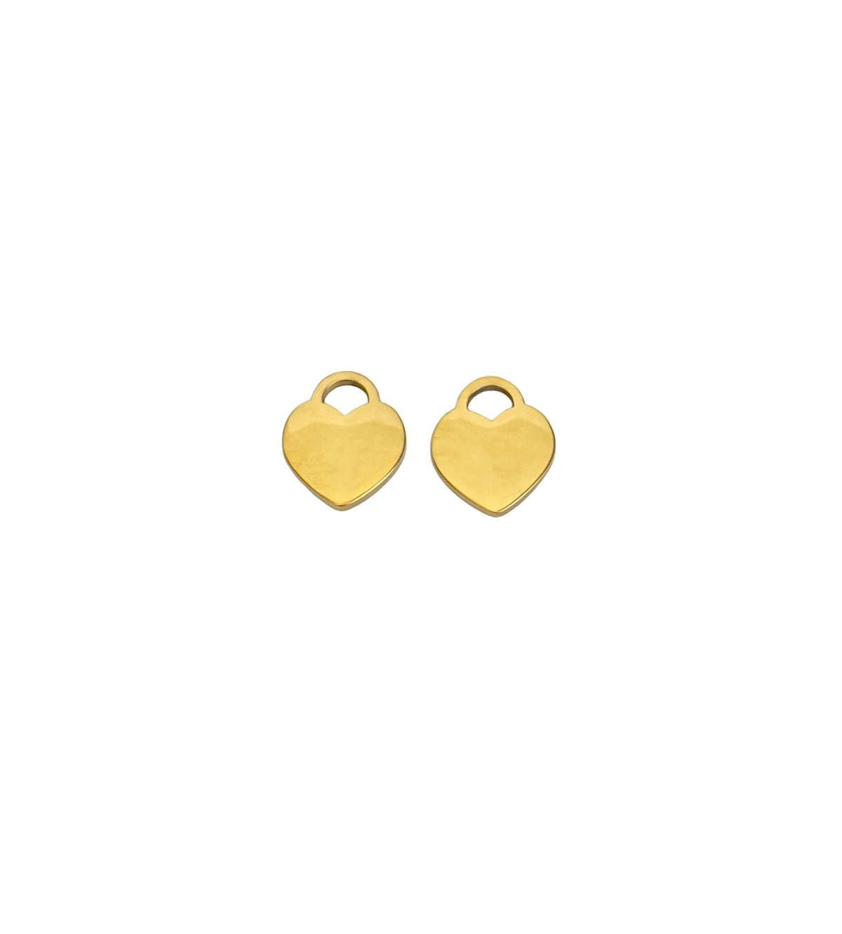 Polished 10mm Heart Charm • Stainless Steel or Gold Over Stainless Steel Heart Pendant for Jewelry Making