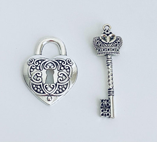 LARGE Heart Lock or Key Charm
