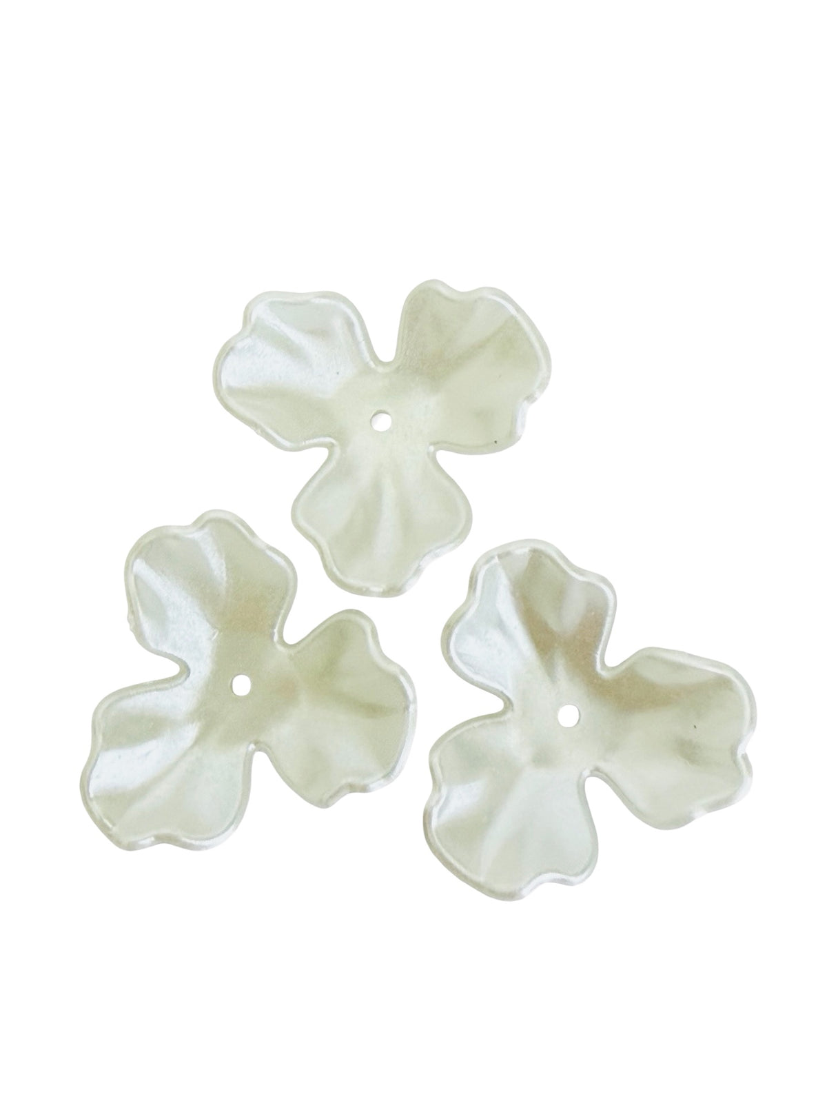 26mm Acrylic Faux Pearl 3-Petal Flower Beads • Large Pearl Flower Beads for Jewelry Making & Crafts