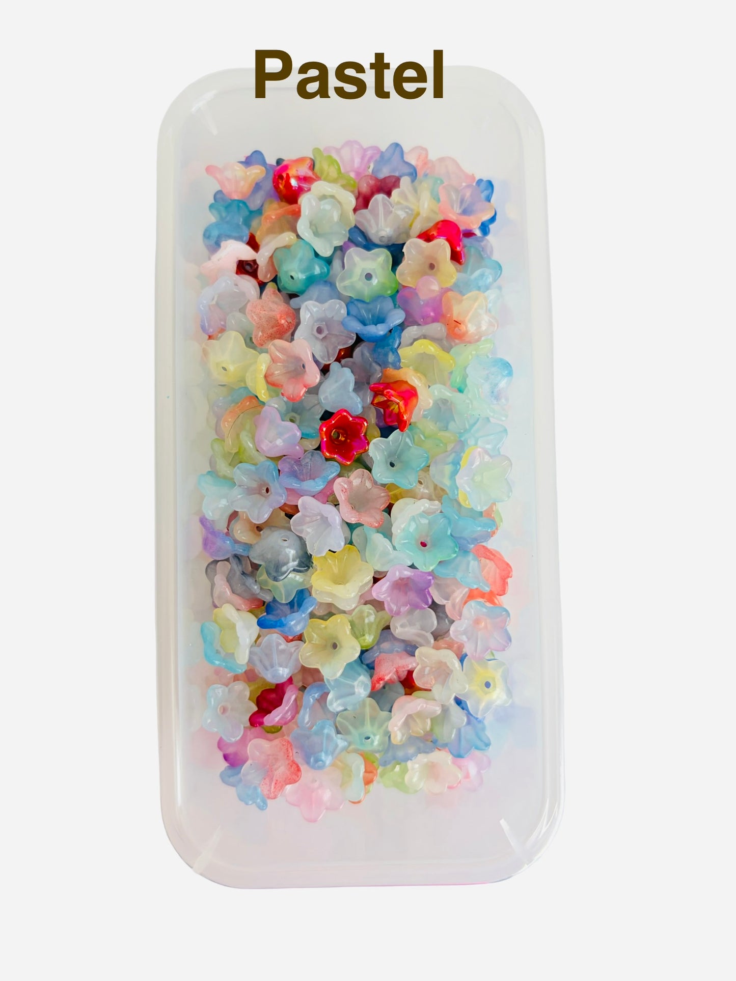 Acrylic Morning Glory Flower Beads • Pastel & Pastel AB Floral Beads for Jewelry Making, Lightweight Plastic Flower Beads