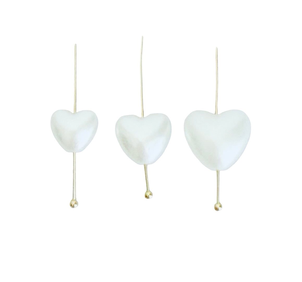 Faux Pearl Puffy Heart Beads for Jewelry Making • (10mm, 12mm or 14mm)