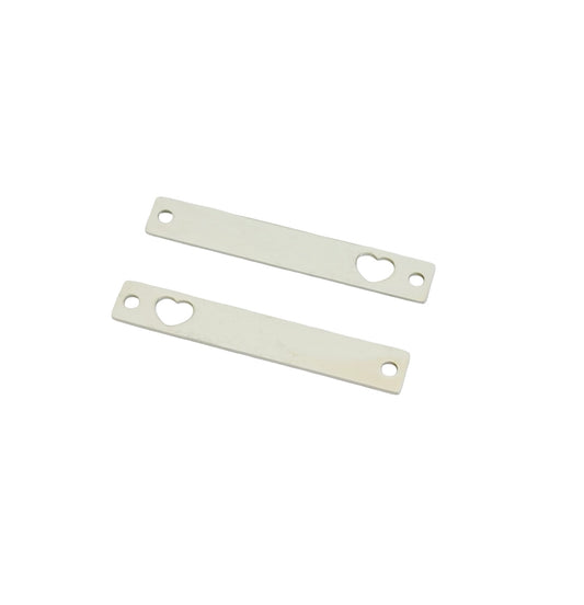 Shiny Stainless Steel Long Bar with Heart Cutout Blank • 5mm x 32mm