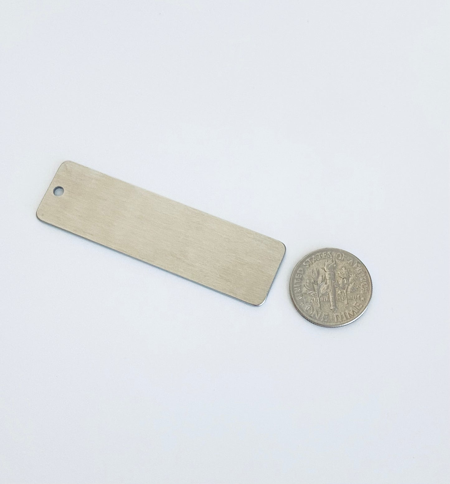 Stainless Steel Long Bar Blank Tag with Matte Finish • Engravable Rectangle Bar Pendant for Jewelry Making & Personalized Gifts