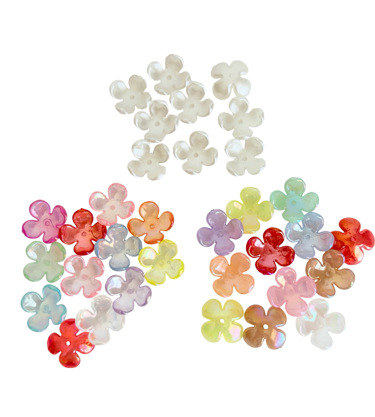16mm Acrylic Hydrangea Flower Petal Beads (4-Petal) • Pearl-like • Random Mix Colors