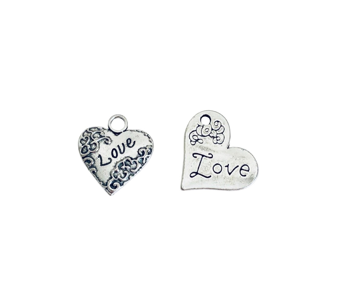 Base Metal Love Charms (Puff Heart • Sideway Heart)