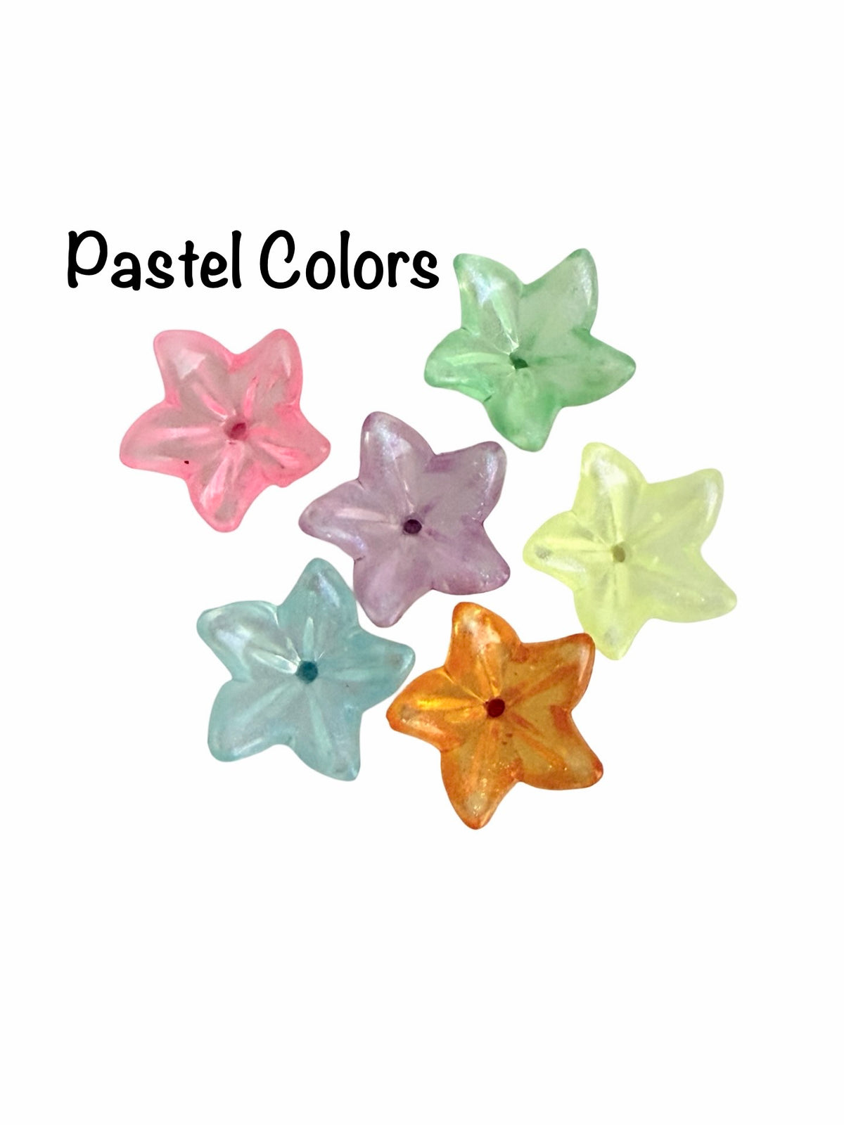 Acrylic 5-Petal Star Flower Beads • Transparent Pastel or Bright Colors • Floral Beads for Jewelry Making & Crafts
