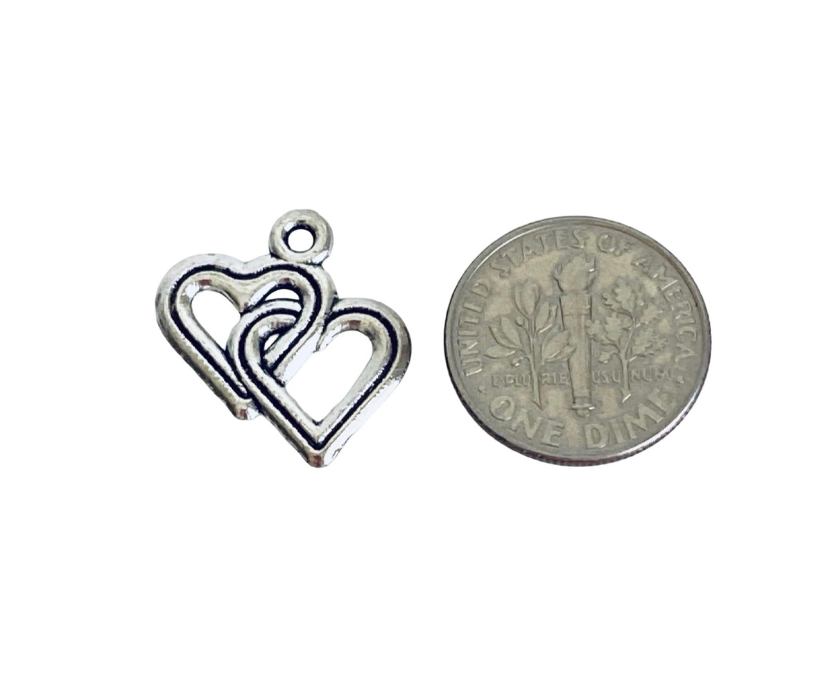 Base Metal Interlocking Heart Charm