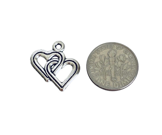 Base Metal Interlocking Heart Charm
