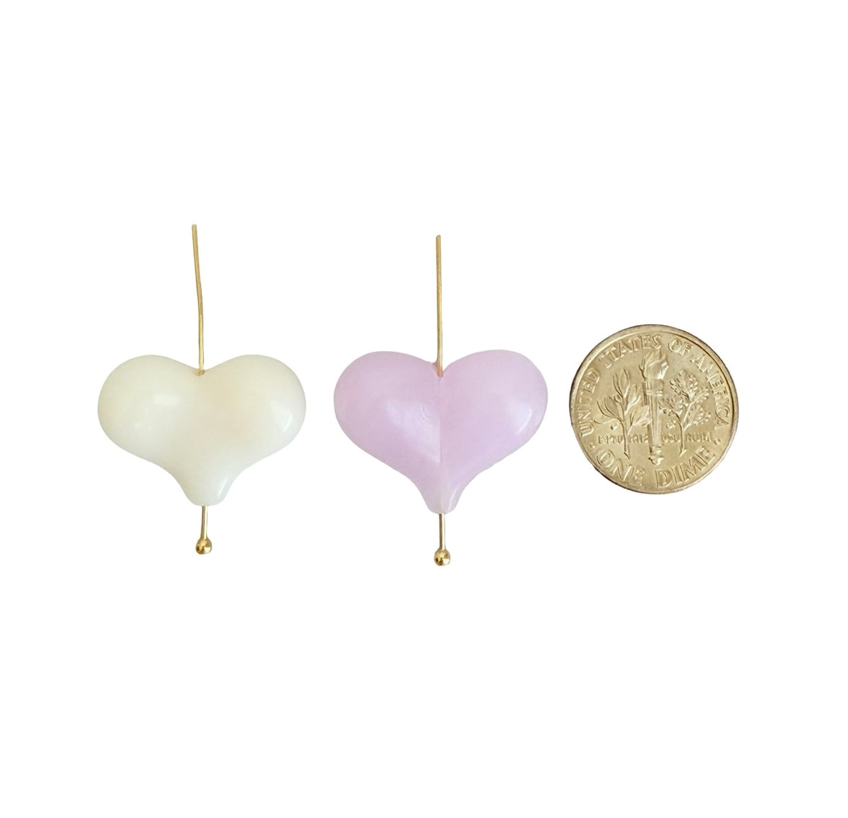 Large Acrylic Puffy Heart Beads • 22mm x 17mm • Off White & Random Mix of Translucent Heart Beads