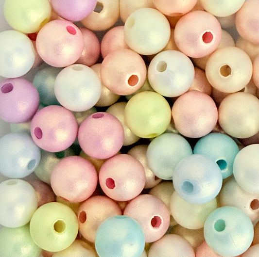 10mm Pearlescent Acrylic Round Beads • Random Pastel Mix • Beads for Jewelry Making