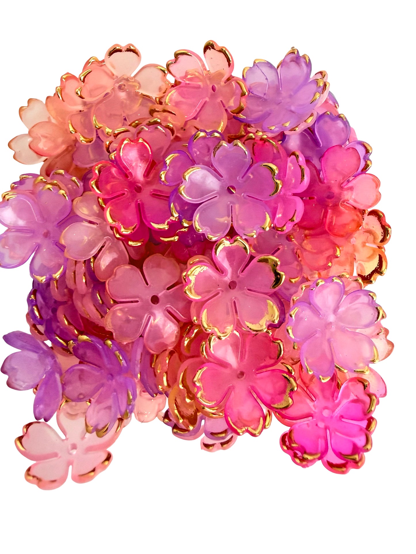 Mixed Pink Cherry Blossom Beads with Gold Trim