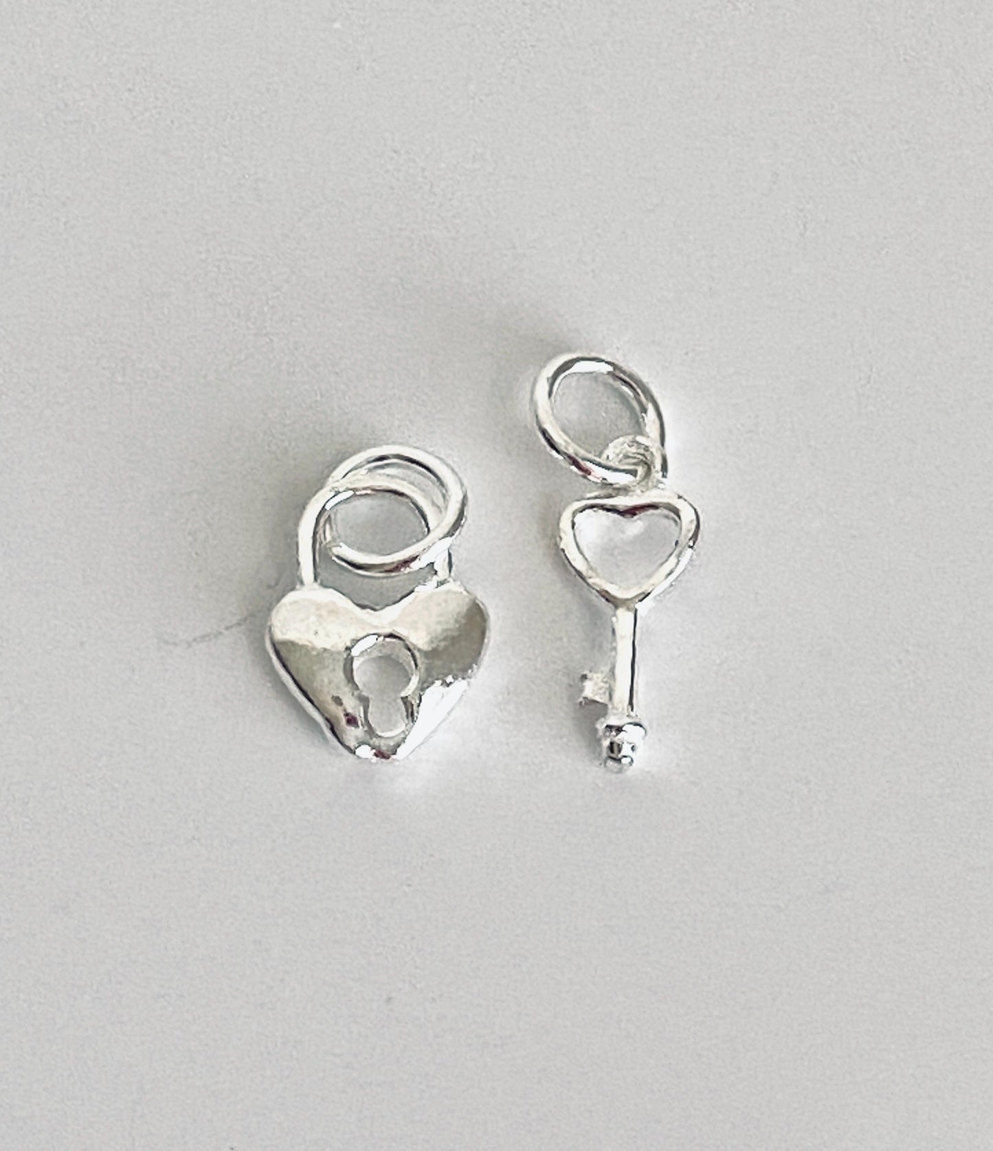 925 Sterling Silver Key & Lock Charm (2 pcs set)