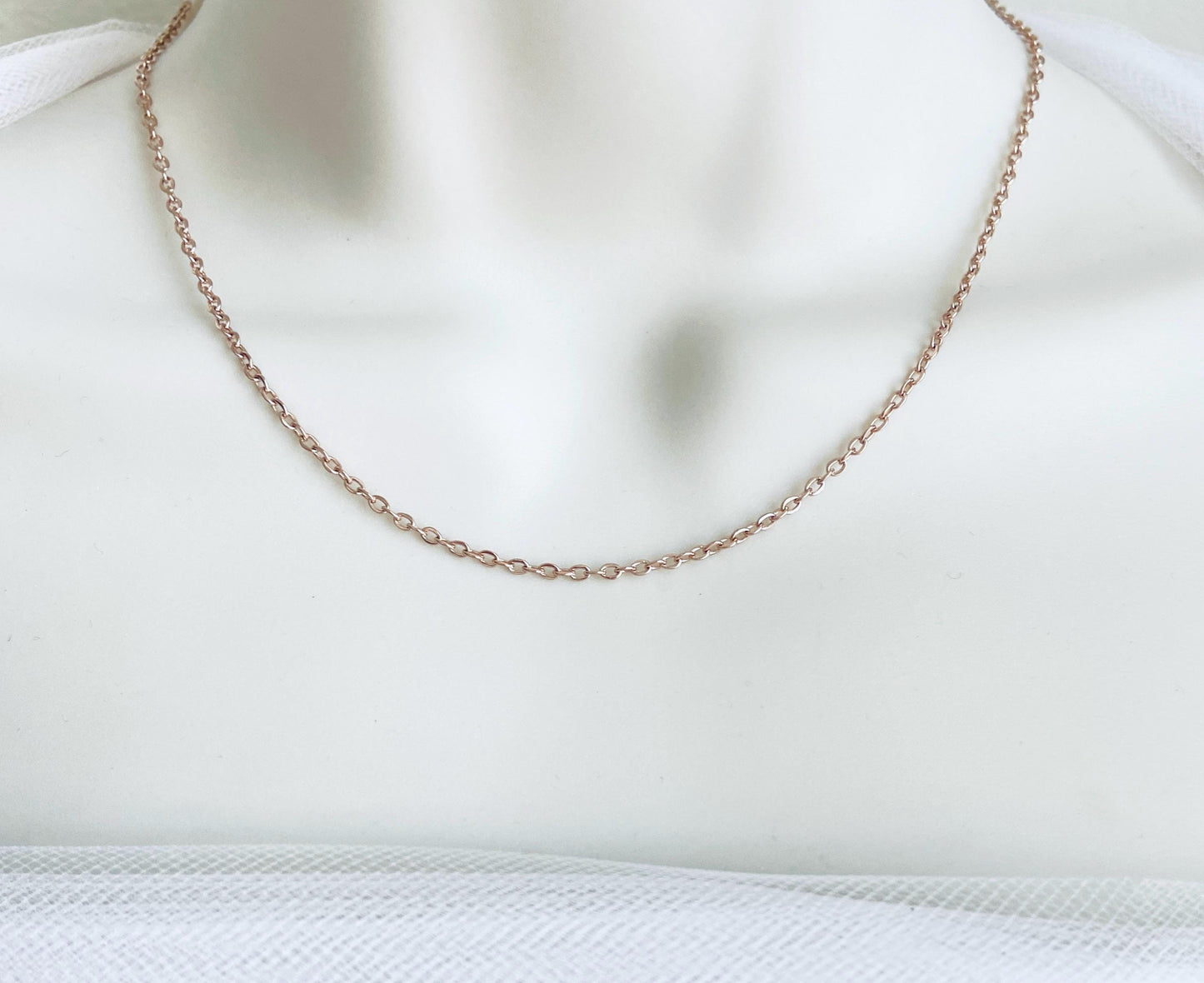 Dainty Rose Gold Stainless Steel Flat Cable Chain Necklace