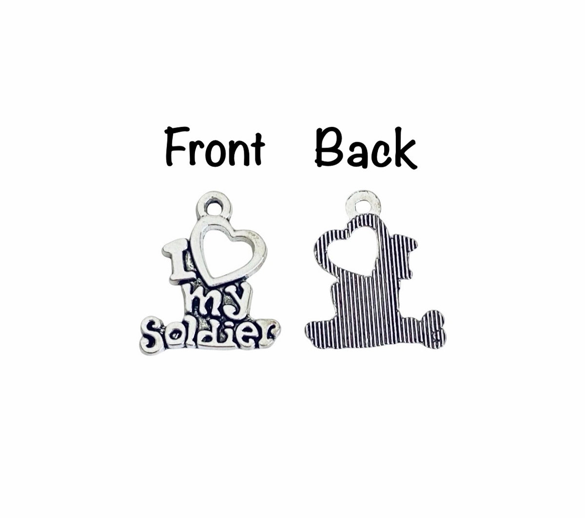 Base Metal I Love My Soldier Charms