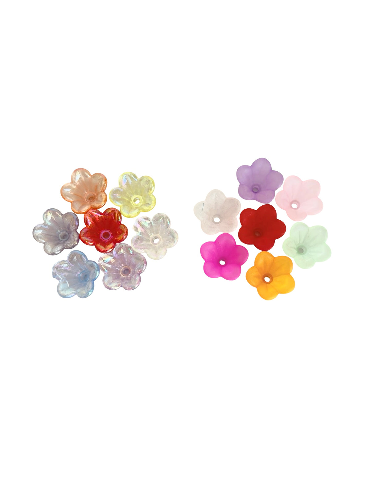 13mm Acrylic Trumpet Flower Beads • Random Mix Transparent AB or Matte Colors • Mini Floral Beads for Jewelry Making & Crafts