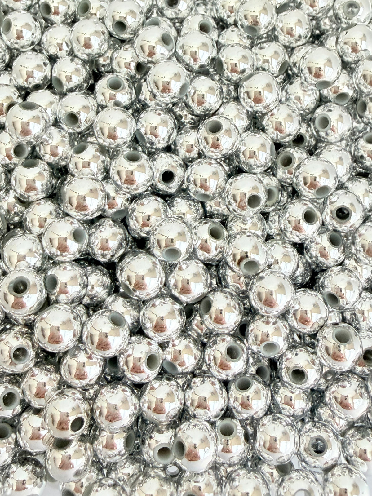 6mm Round Silver Acrylic Beads • Metallic Beads for Jewelry Making