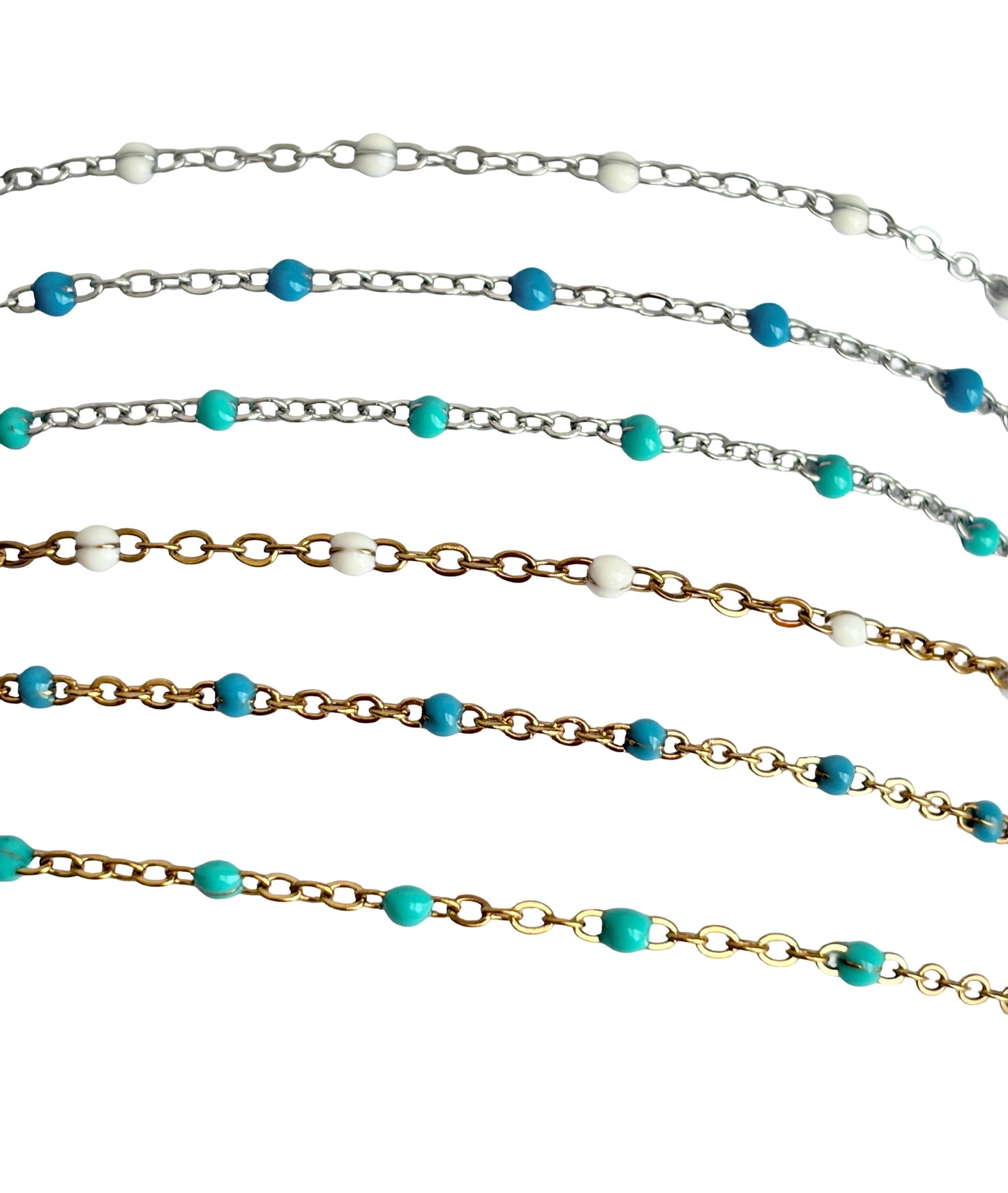 Enamel Cable Chain • Stainless Steel & Gold Over Stainless Steel • Sold by the Foot