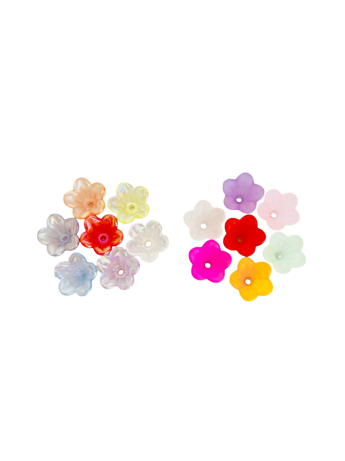 13mm Acrylic Trumpet Flower Beads • Random Mix Transparent AB or Matte Colors • Mini Floral Beads for Jewelry Making & Crafts