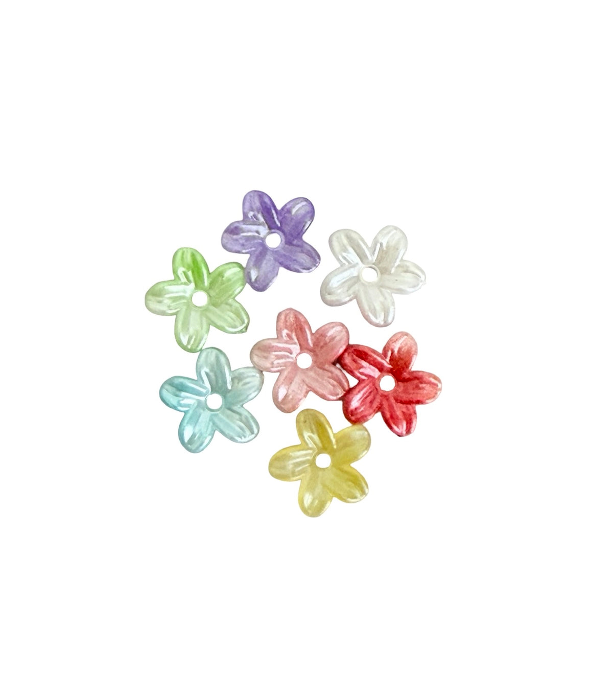 10mm Small 5-Petal Acrylic Flower Beads • Random Pastel Colors • Mini Floral Beads for Jewelry Making & Crafts