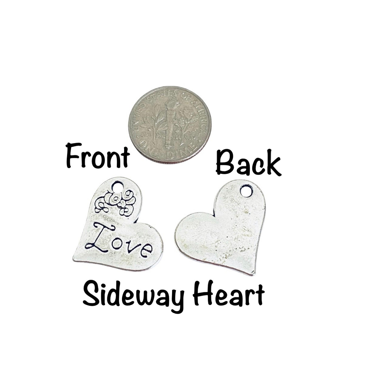 Base Metal Love Charms (Puff Heart • Sideway Heart)