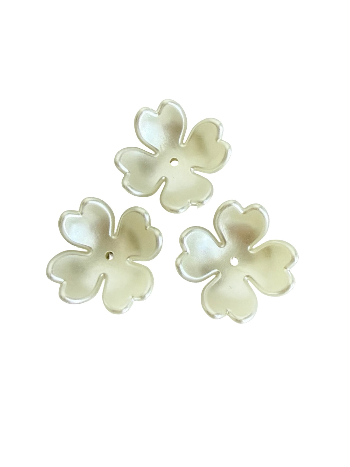 24mm Acrylic Faux Pearl 4-Petal Flower Beads • Large Flower Beads for Jewelry Making & Crafts
