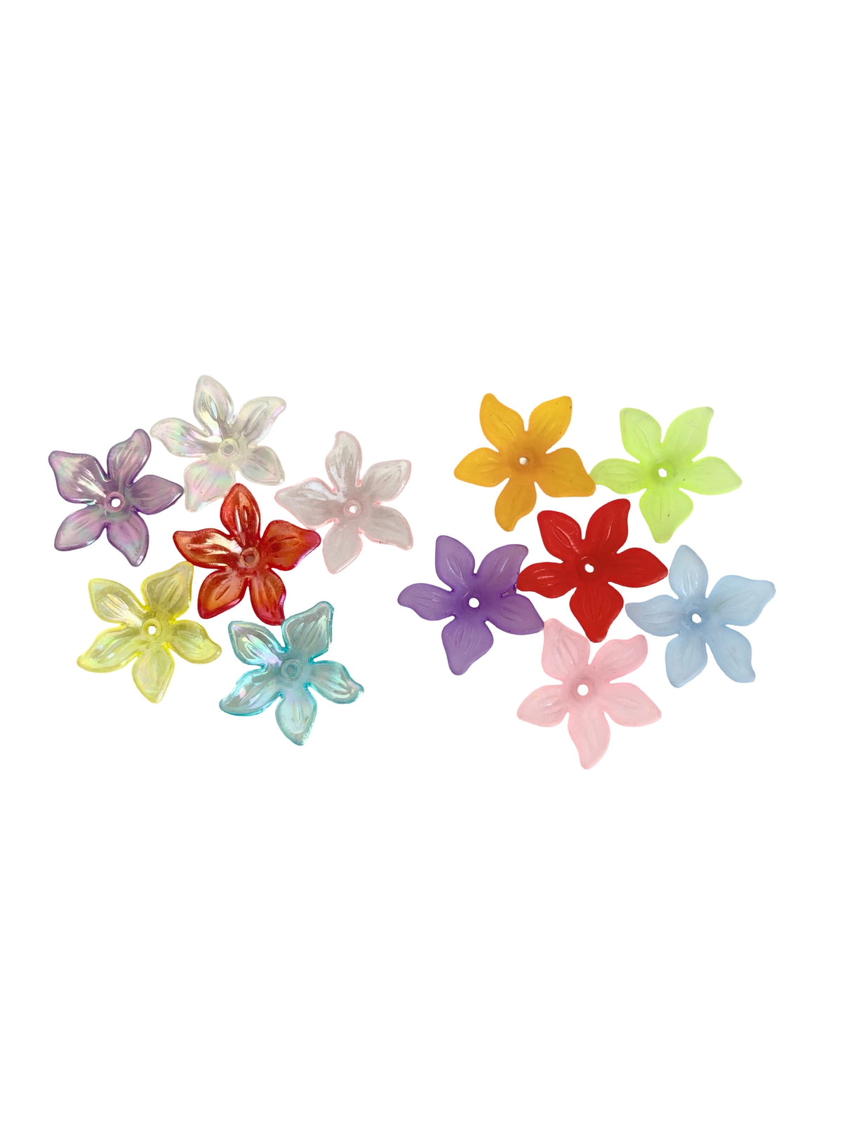 24mm Matte 5-Petal Lily Style Flower Beads • Random Mix Colors • Acrylic Floral Beads for Jewelry Making & Crafts