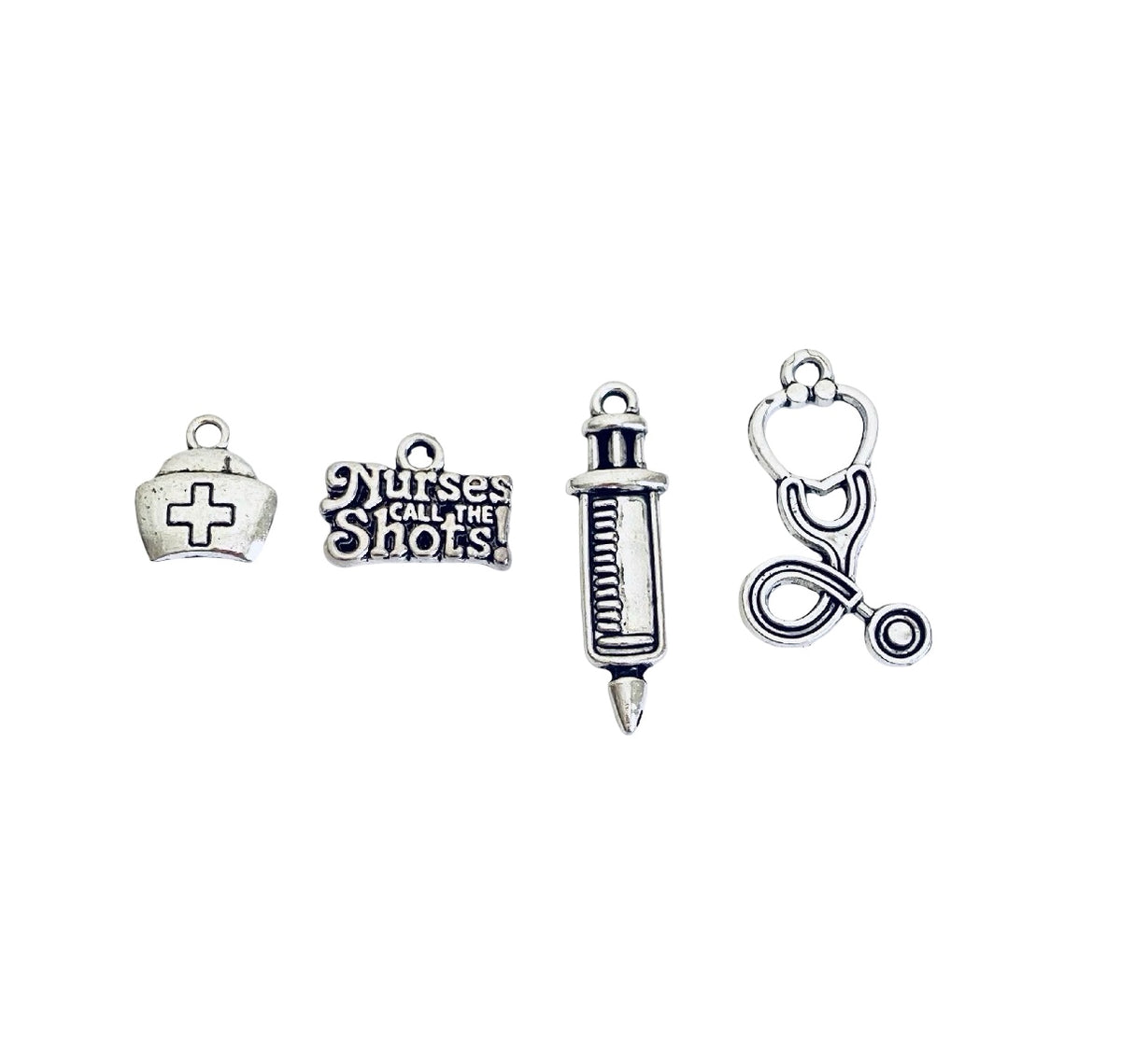 Base Metal Medical Occupation Charms (Nurse Cap • Nurses • Syringe • Stethoscope)