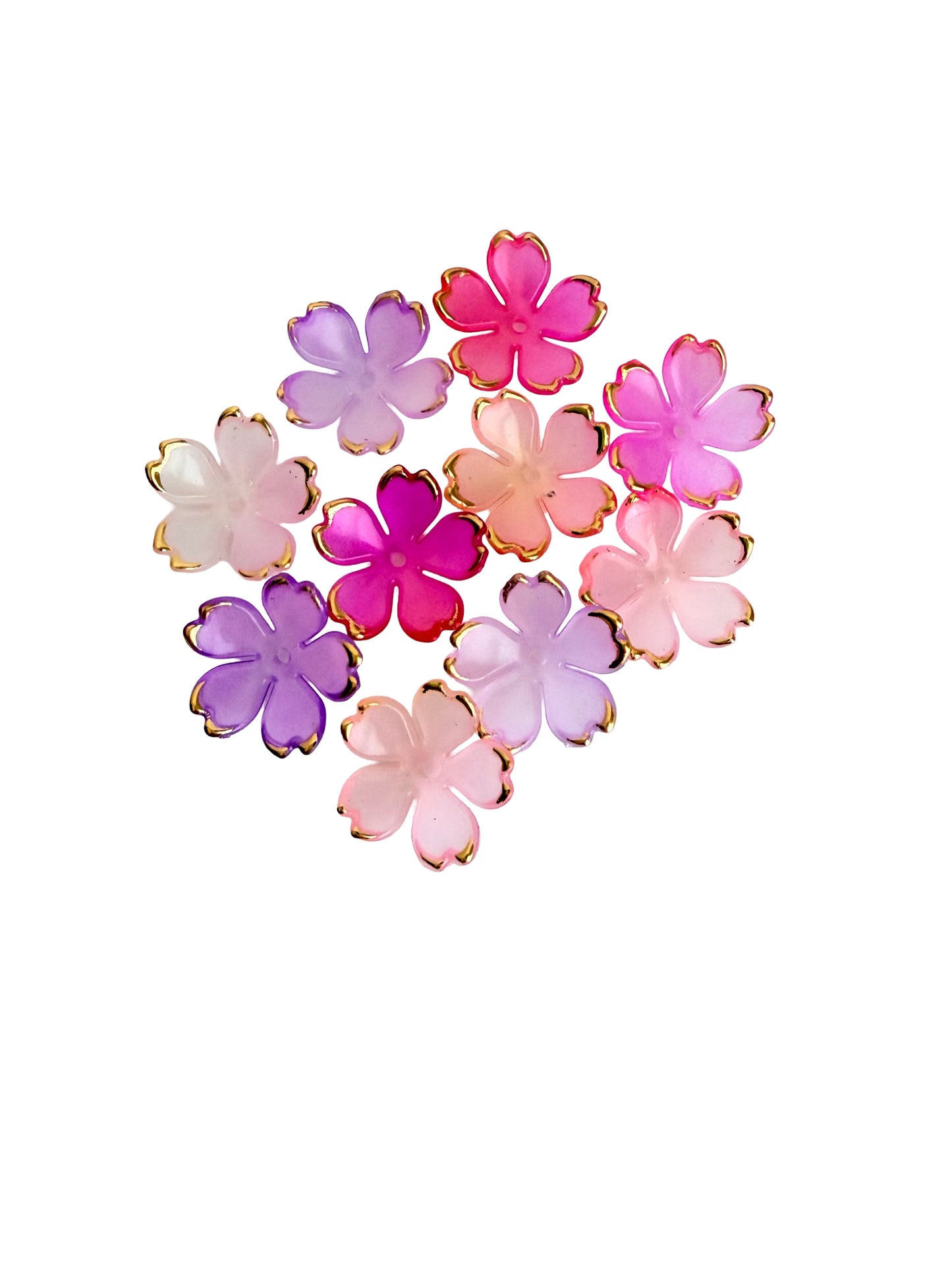 Mixed Pink Cherry Blossom Beads with Gold Trim