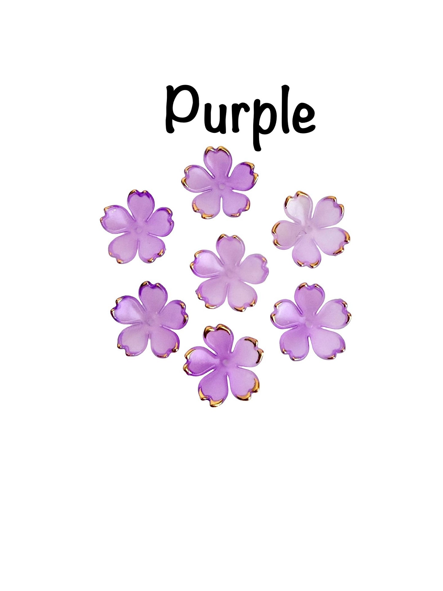 15mm Cherry Blossom Flower Beads with Gold Trim