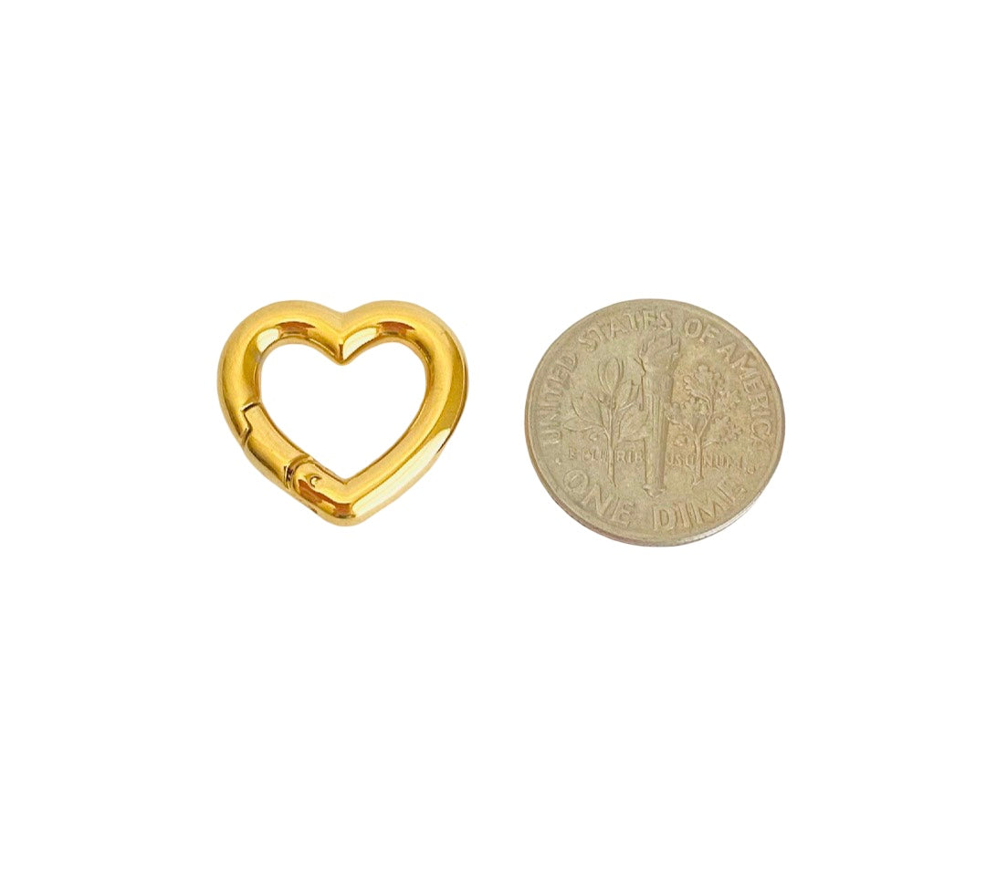 17mm x 16mm Heart Connector Clasp • Stainless Steel • Gold over Stainless Steel • Sold Individually