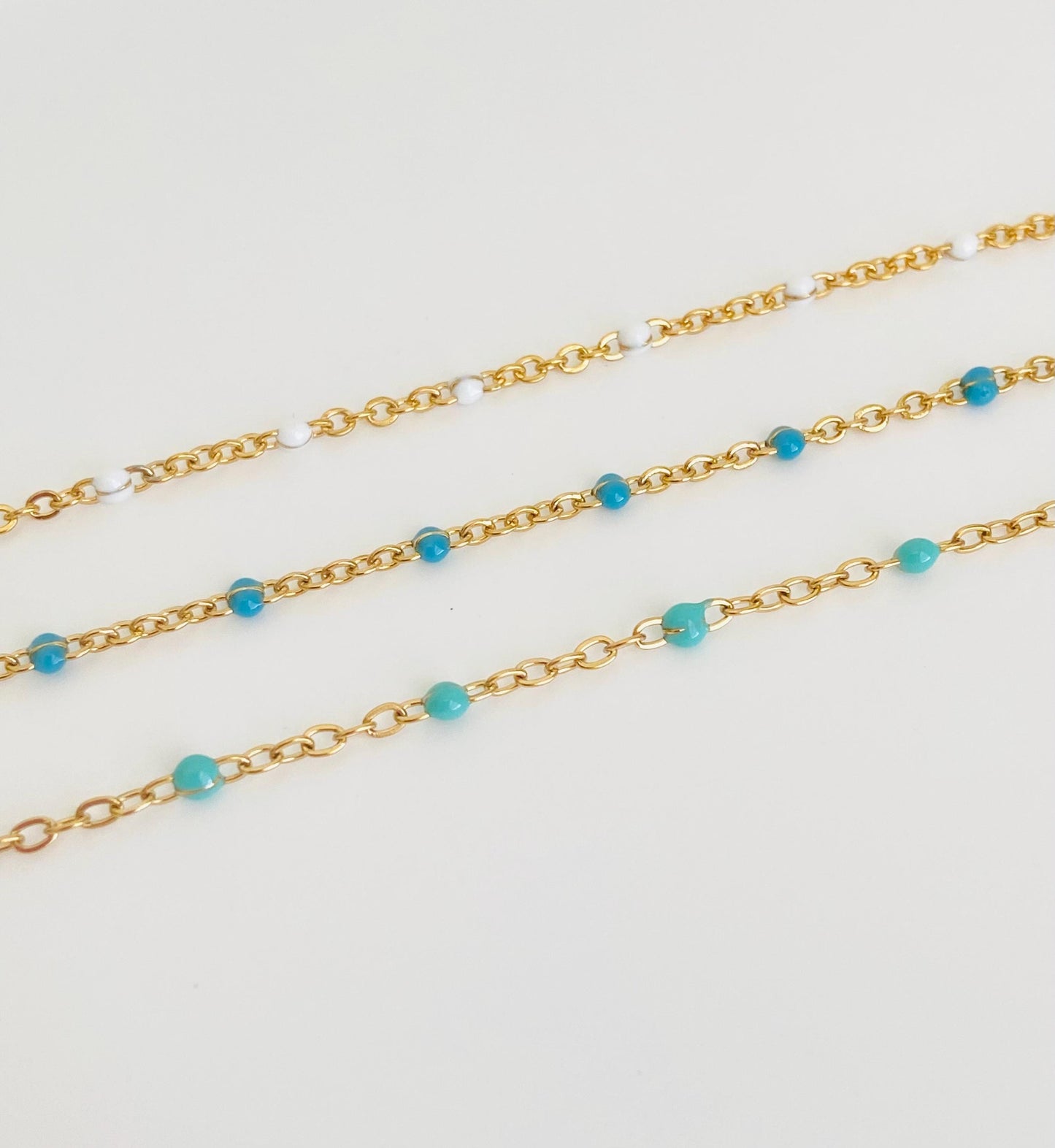 Minimalist 18K Gold over Stainless Steel Enamel Chain Necklace