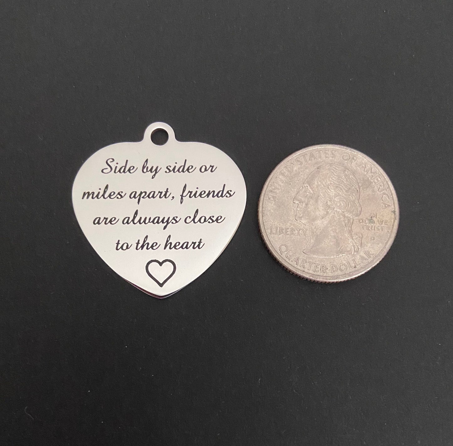Large Stainless Steel Engraved Friendship Charm