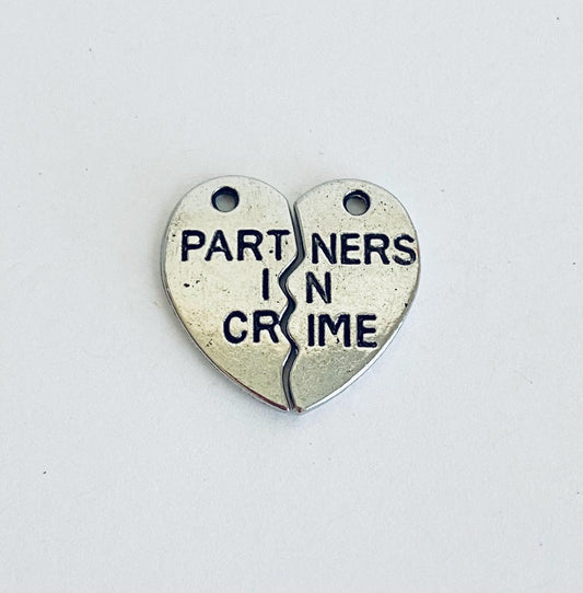Partners in Crime Heart Charm (2 pieces)