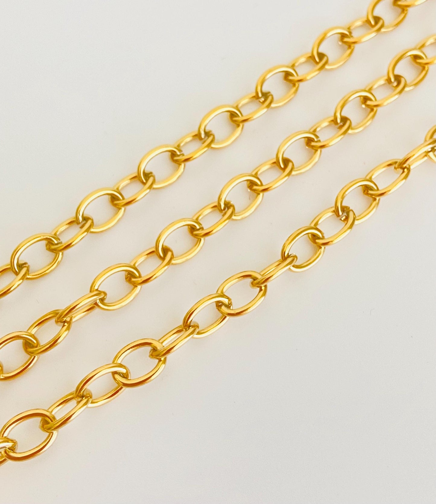 6x8mm 18K Gold Over Stainless Steel Oval Chain • Jewelry Chain by the Foot for DIY Crafting & Supplies