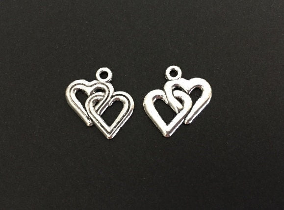 Base Metal Interlocking Heart Charm