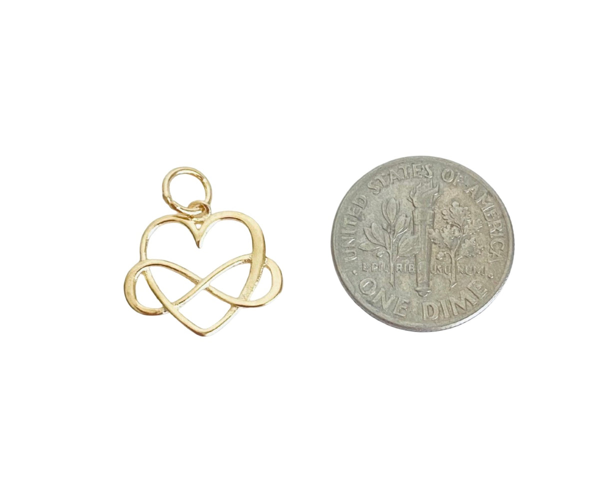 Eternity Heart Charm • Sterling Silver • Gold over Silver • Sold Individually
